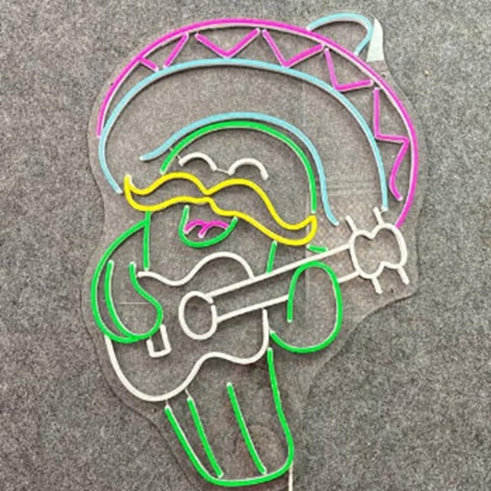 Mexican Cactus Neon Sign, Mexican Mustache Cactus Neon Light, Mexican Festival Led Sign, Mexico Party Wall Decor, Mexican Fiesta Sign Decor Size:18in