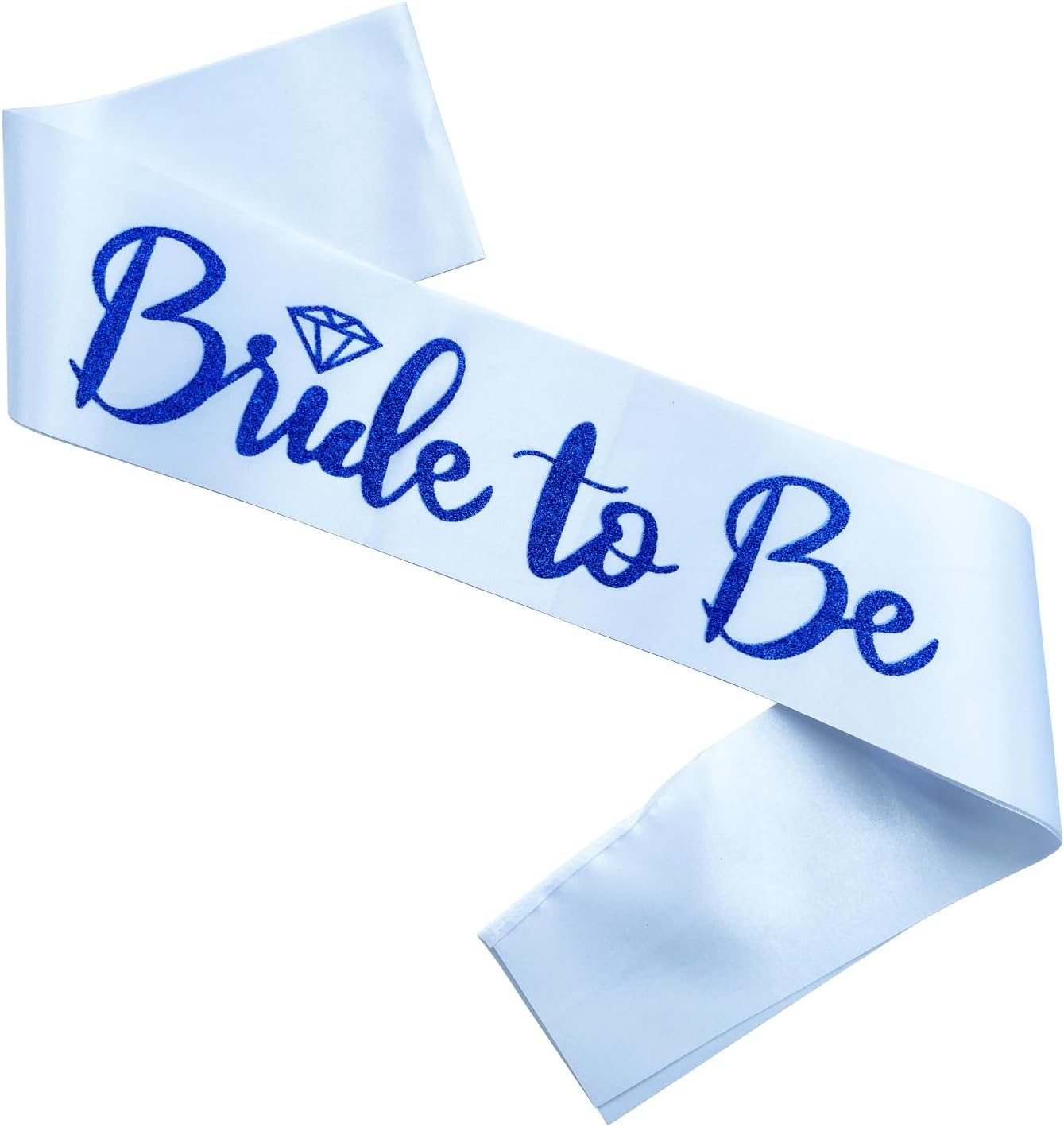 Bride to Be Sash, Bachelorette Party Sash for Bridal Shower Wedding Party Favors Accessories Supplies Engagement Gifts,White Satin with Glitter Letter Blue