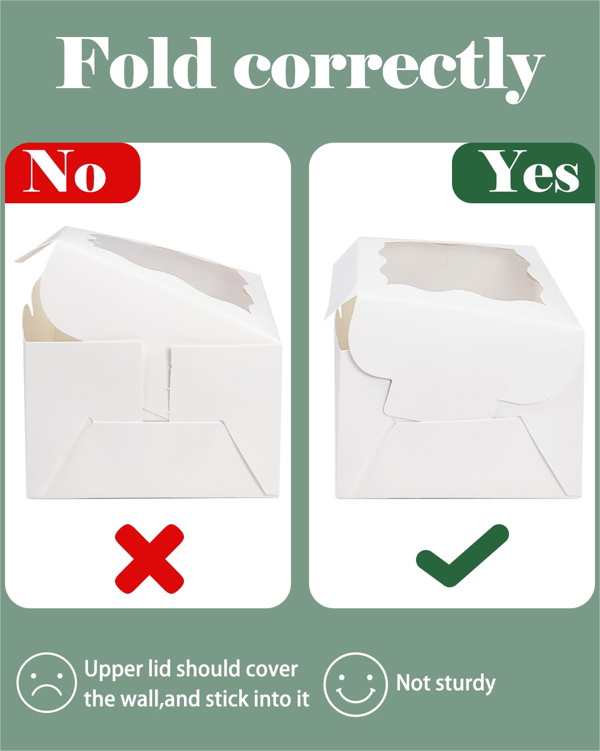 Bakepacker 60pcs Deep Green Bakery Boxes with Window 6x6x3 inches Thick & Sturdy Macaroon Pastry Boxes Cookie Boxes for Bakerys