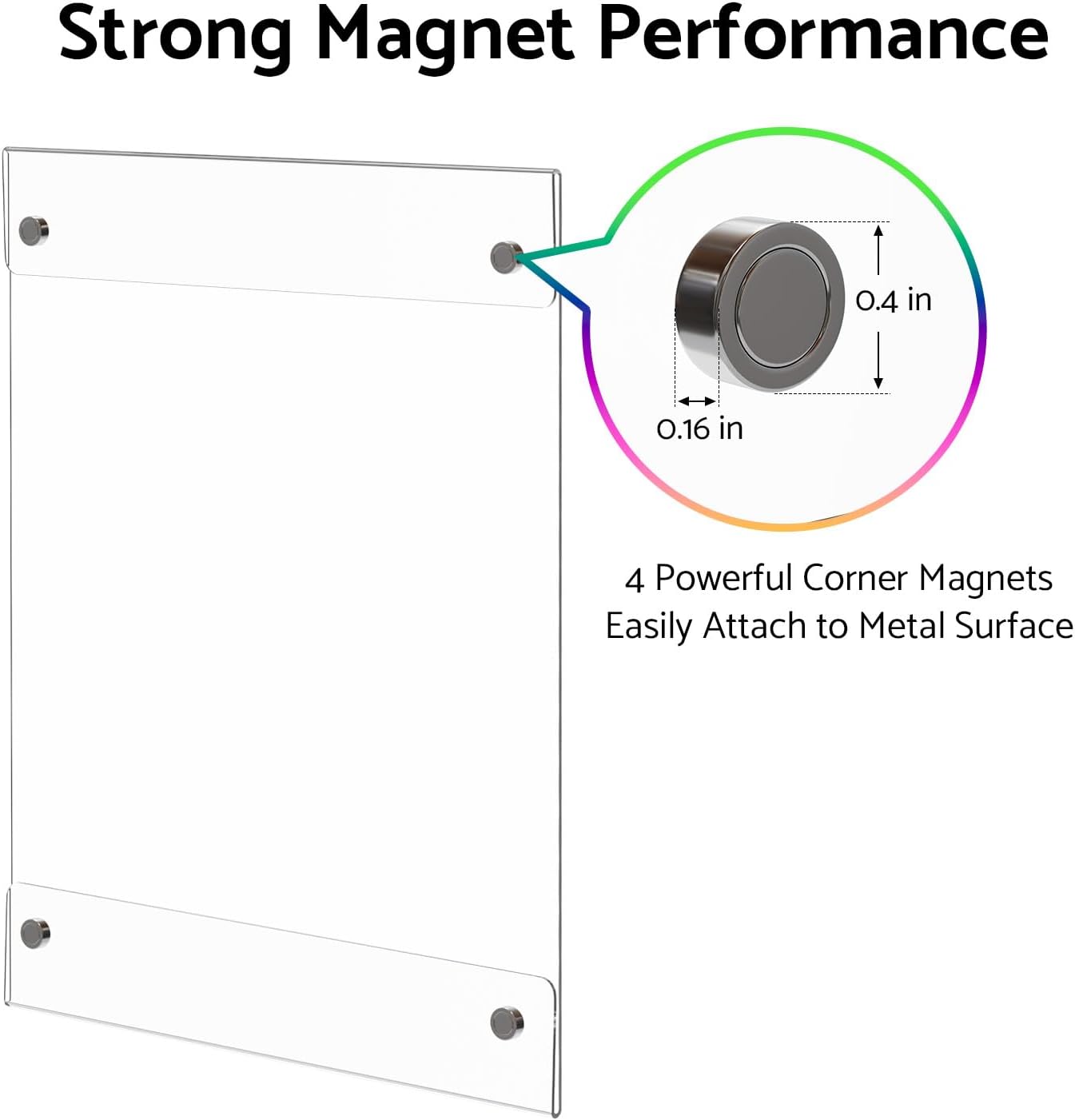HIIMIEI Magnetic Acrylic Sign Holder 8.5 x 11 - Clear Document Paper Holders with 4 Corner Magnets, Vertical Photos Display Frames for Refrigerator, Office, Home, Classrooms (6 Pack)