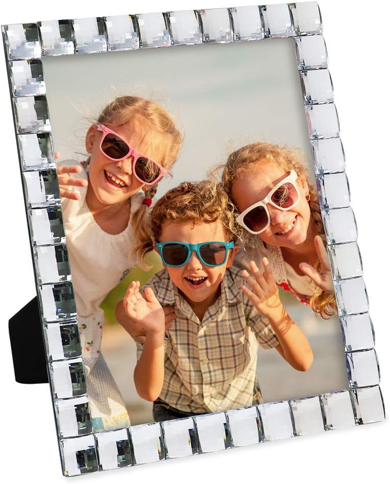 Isaac Jacobs Decorative Sparkling Jewel Picture Frame, Photo Display & Home Décor (8x10, Clear)