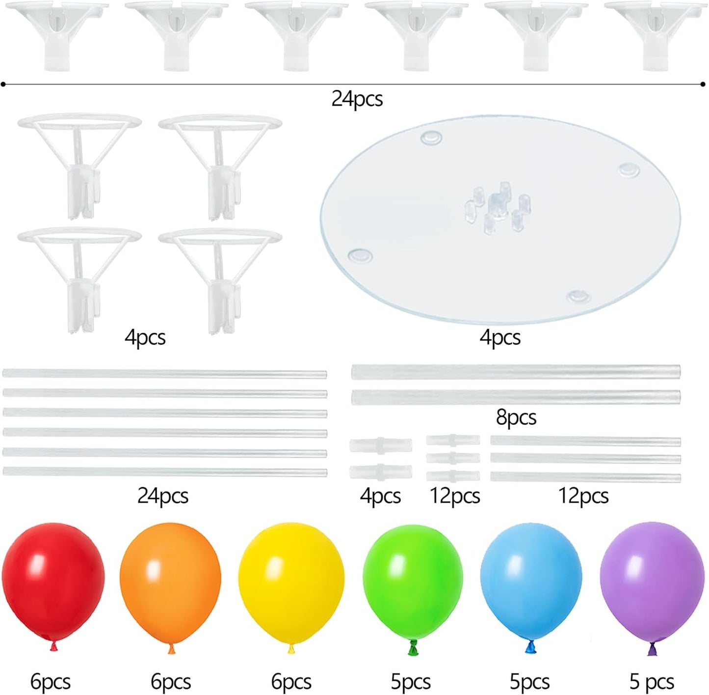 4 Balloon Stand Kit For Table With Base Centerpieces Rainbow Balloons Holder Birthday Party Decorations