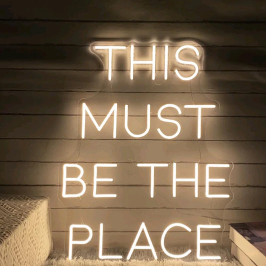 This Must Be The Place Neon Sign, Custom Wedding Party LED Neon Light Bedroom Home Wall Art Decor Shop Bar Decoration Personalized Gift Size:20.5x16inches