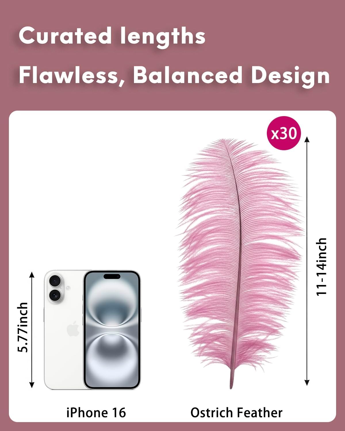 NEWONG 30pcs Peony Pink Green Ostrich Feathers Natural Bulk 11-14inch(28-35cm) Vase Craft Wedding Home Party Centerpieces Christmas Day Decoration