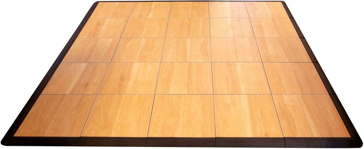 Big Floors 5X5MAPLEFLOOR Interlocking Lightweight Plastic Modular Dance Floor Kit (5' x 5'), Maple, 45 Piece