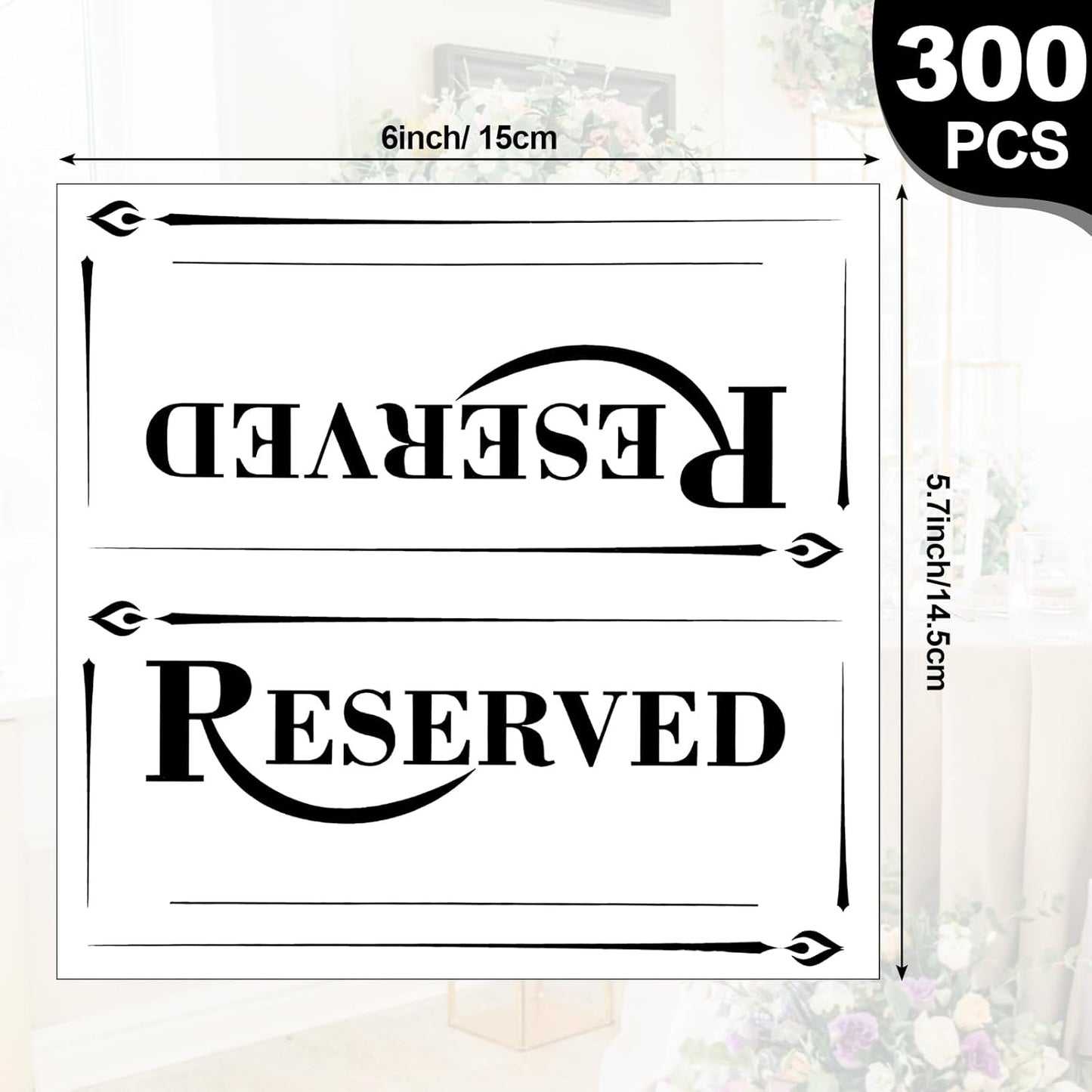 300 Pcs Paper Table Reserved Sign with Name Line Reserved Seating Signs Bulk Double Sided Signs for Reserving Seats Restaurant Wedding Reception Church Board Business Meeting (White Black)