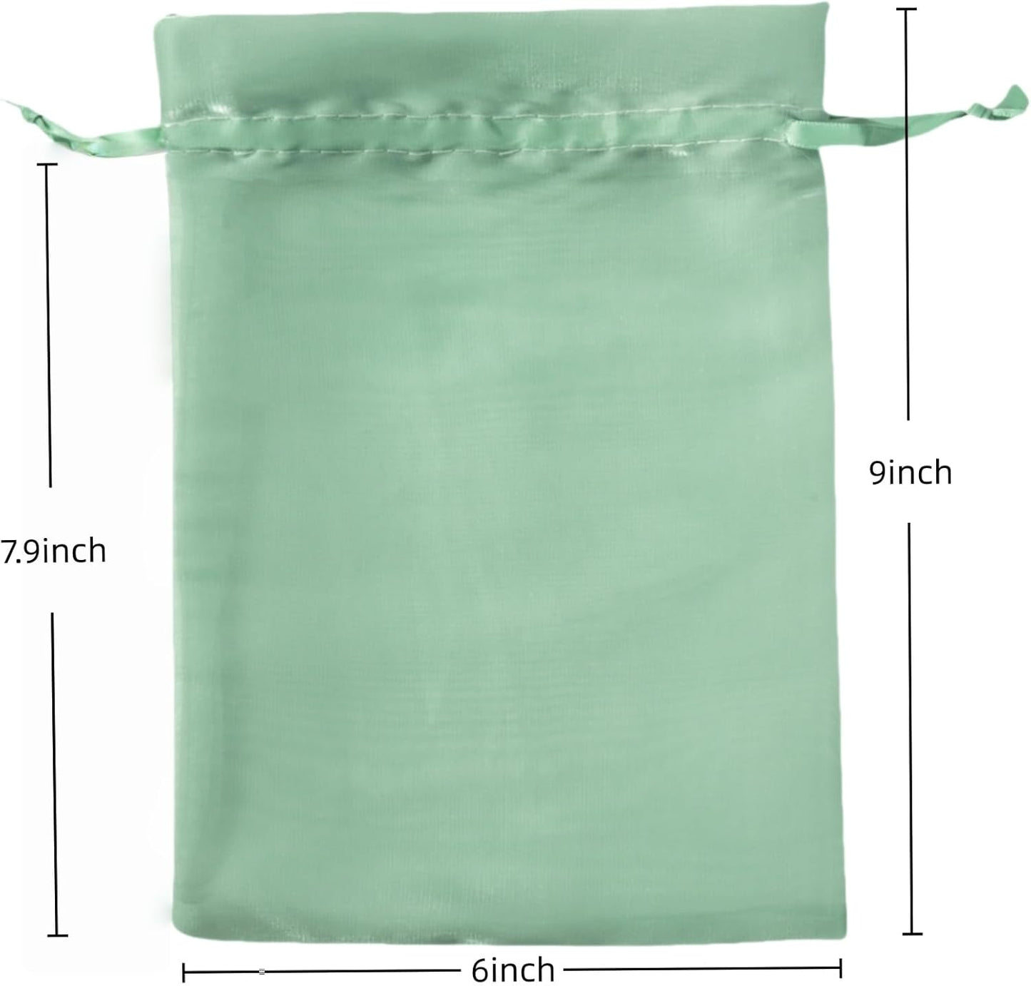 QIANF 20 Pcs Sage Green Small Organza Bags 6X9 inch for Wedding Favors with Drawstring, Mini Mesh Gift Bags Jewelry Pouch for Candy Bridal Shower Party Favor Baby Shower Christmas