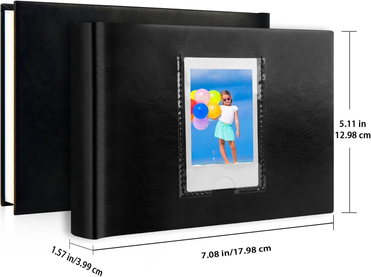 64 Pocket Mini Photo Album with Writing Space,Faux Leather Cover, Compatible with 2x3 Inch Polaroid Pictures and Fujifilm Instax Mini 12 11 9 99 8 7+ 40 Evo Instant Film(Black)