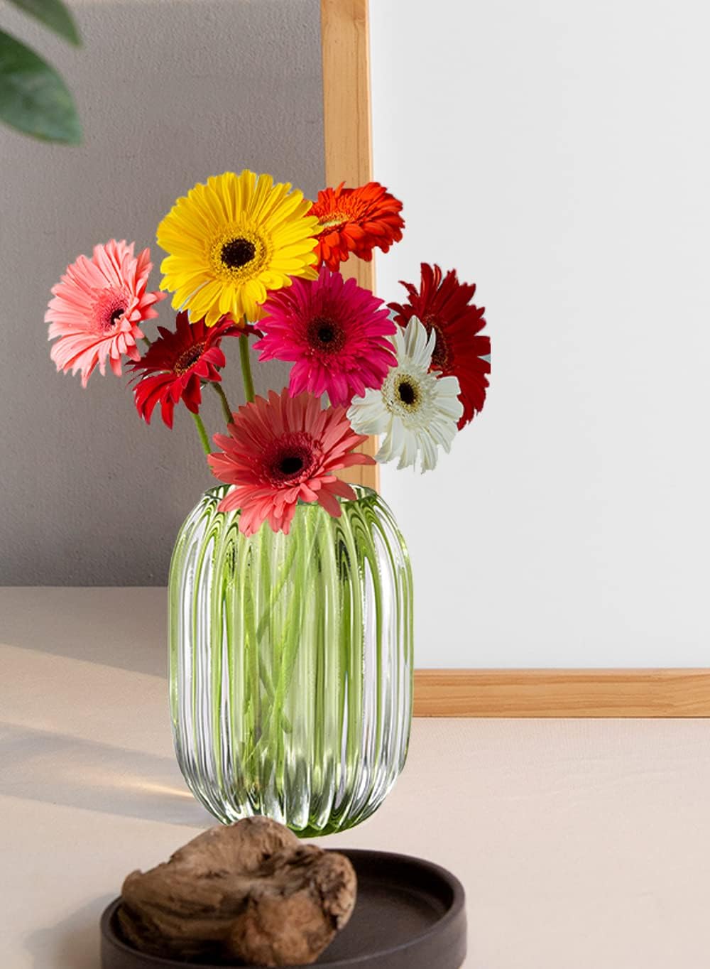 Serene Spaces Living Green Optical Glass Votive Holder, Perfect for Weddings and Home Décor, Measures 5" Tall and 3.5" Diameter