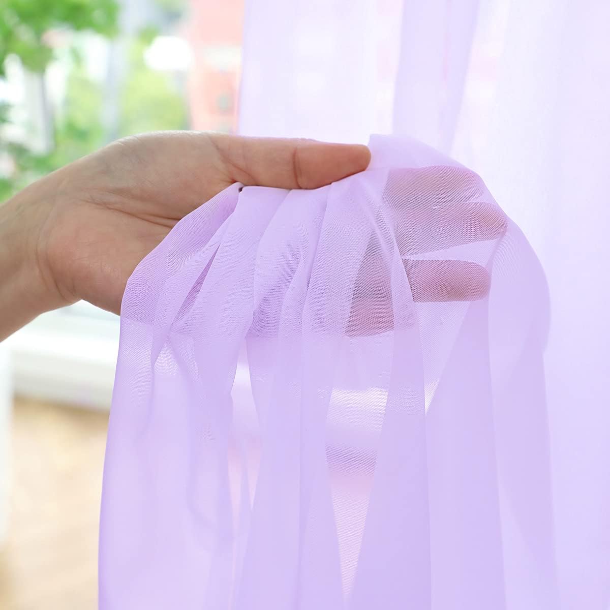 Purple Sheer Curtains 60 Inches Width 84 Inches Long 2 Panels - Clear Basic Rod Pocket Panel for Home Living Room Bedroom Kids Room Yard Patio Parlor Sliding Window