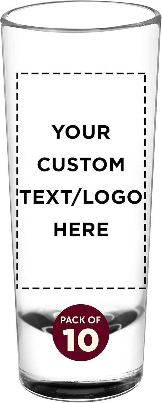 Custom Cordial Shooter Shot Glasses 2 oz. Set of 10, Personalized Bulk Pack - Great for Birthdays, Parties, Indoor & Outdoor Events - Black