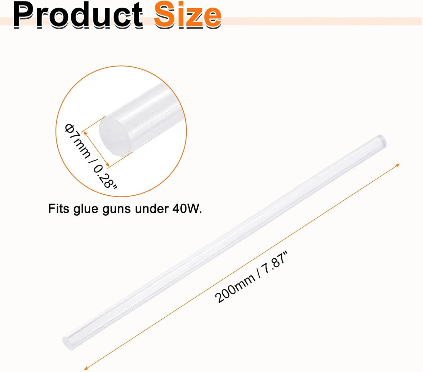 HARFINGTON 10pcs Hot Glue Sticks 0.28" Dia x 7.87" Long EVA Mini Hot Melt Adhesive Glue Stick for Hot Melt Gun Wood Plastic Glass Flowers Fabrics Foam, Clear