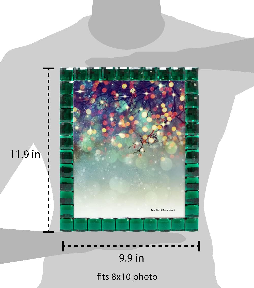 Isaac Jacobs Decorative Sparkling Jewel Picture Frame, Photo Display & Home Décor (8x10, Emerald Green)