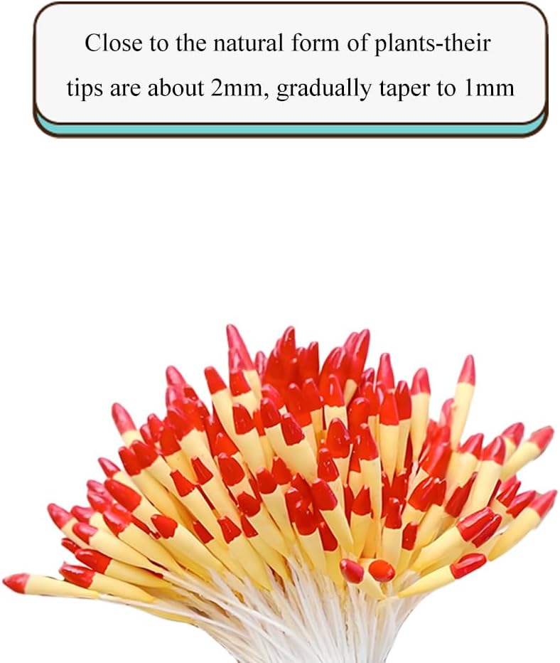 HAHIYO 700Pcs 2mm Yellow and Red Matte Double Head Flower Stamen Pistil for Flower Making Scrapbook Decoration Handmade Artificial Flowers Pistil Matt-Like Floral Stamens Flowers Pollen Stamen