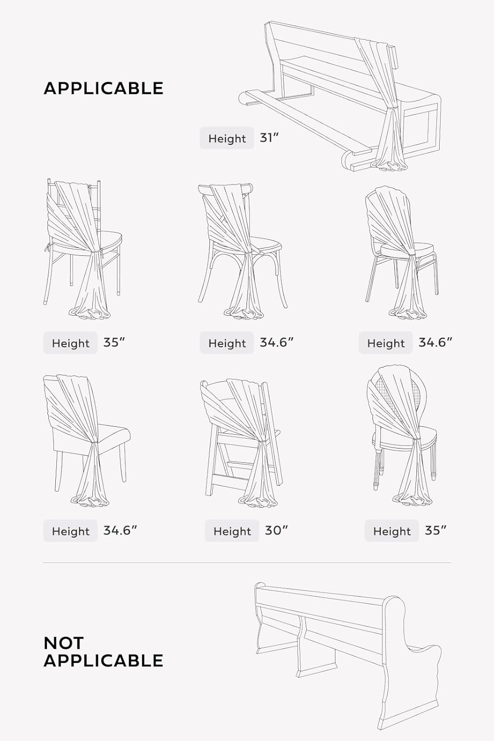 Ling's moment Wedding Chair Sashes Cover Aisle Decorations Draping Fabric Wrinkle-Free with Tie 16 Shades of Burnt Orange for Party Ceremony Reception Floral Arrangement Banquet Outdoor Decor