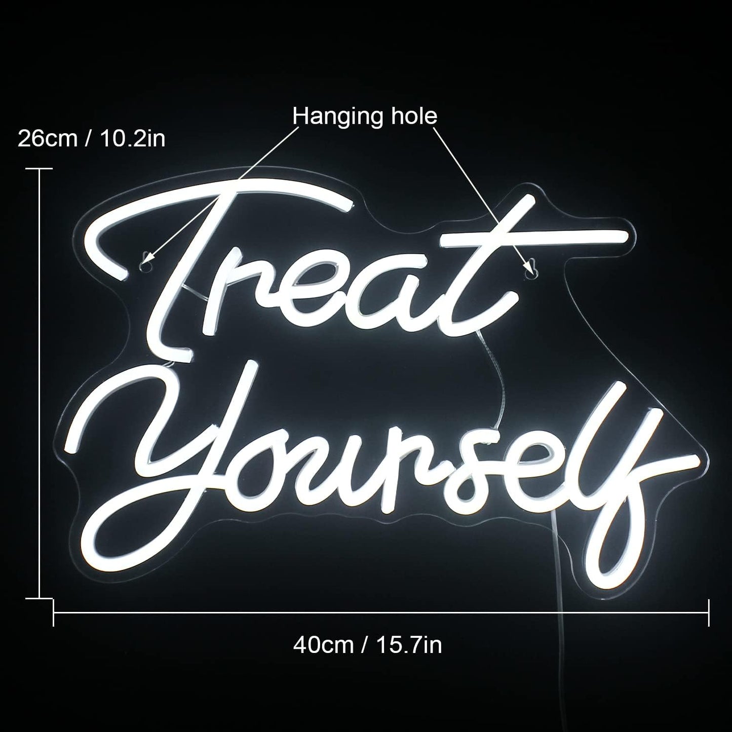 Treat Yourself Neon Signs White Led Sign for Bedroom Wall Letter Neon Lights Wedding Signs Neon Room Decor for Birthday Gift Party Home Decor Bar