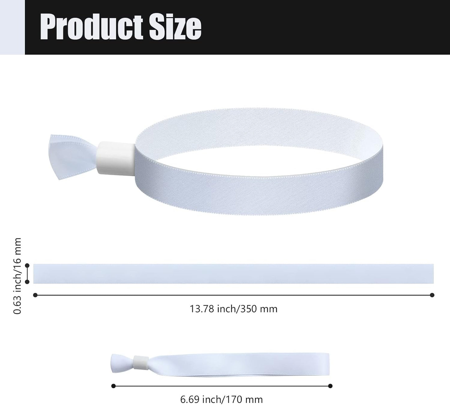 Green-Power America 100 Pcs Cloth Event Wristbands, Event Wristbands, Colored Wrist Bands for Events, for Lightweight Concert Wrist Strap for Activities, Party Bracelets for Events (Color : White)