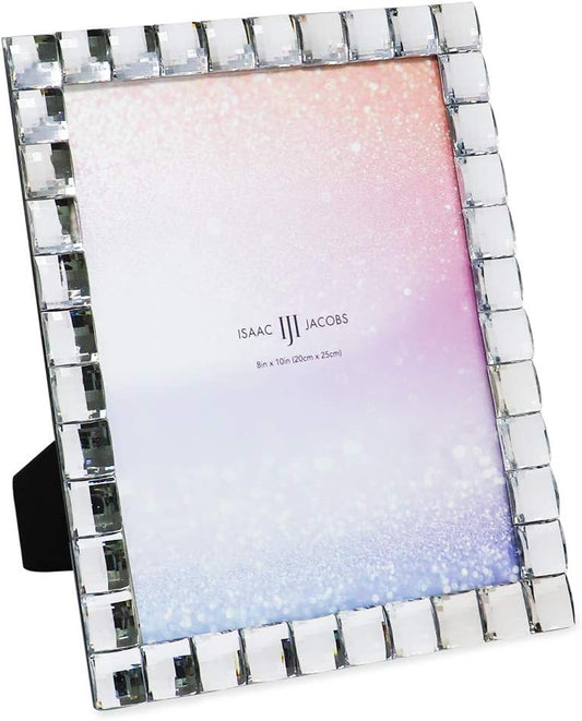 Isaac Jacobs Decorative Sparkling Jewel Picture Frame, Photo Display & Home Décor (8x10, Clear)