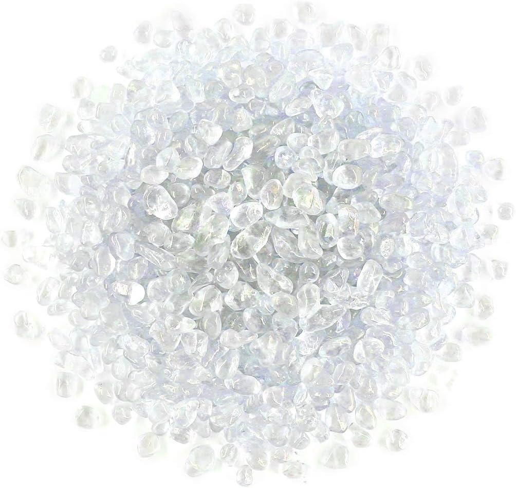 Hilitchi Glass Stones Rock Crystals Gemstones for Event Weddings Birthday Decoration Vase Fillers Table Scatter Party Table Decoration (White Rainbow Moonstone Aprox 1lb/455g/Bag)