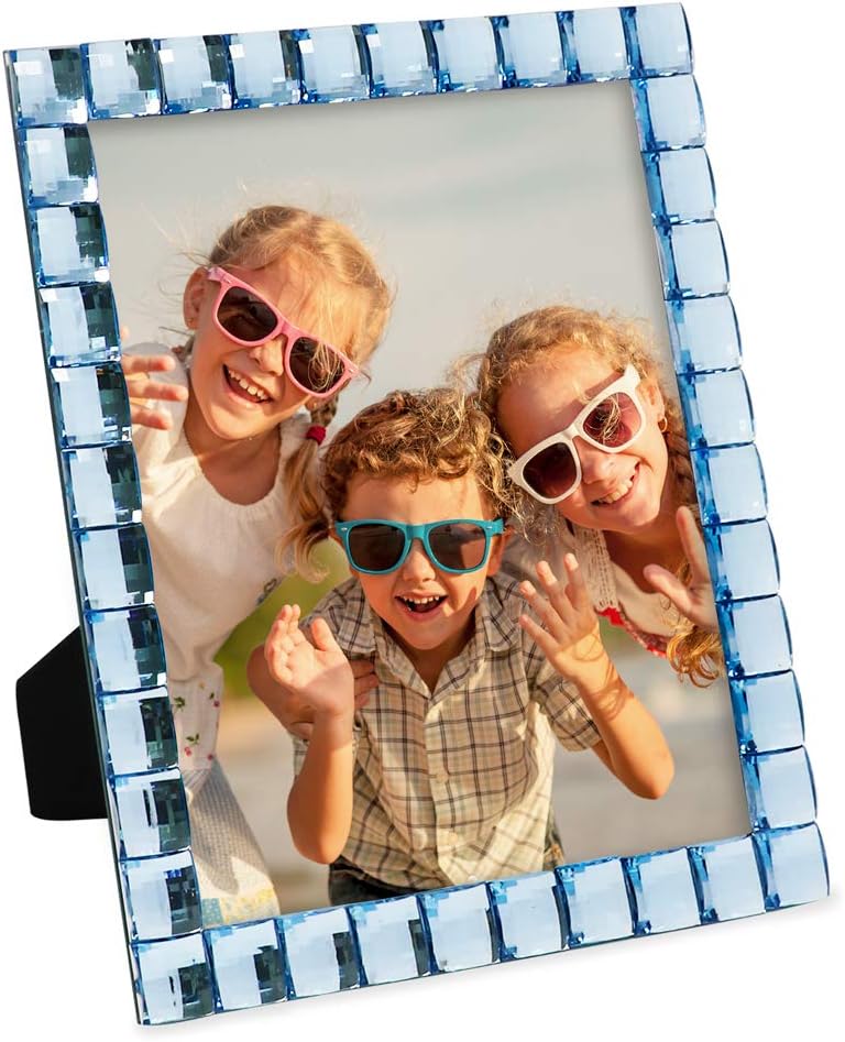 Isaac Jacobs Decorative Sparkling Light Blue Jewel Picture Frame, Photo Display & Home Décor (8x10, Light Blue)