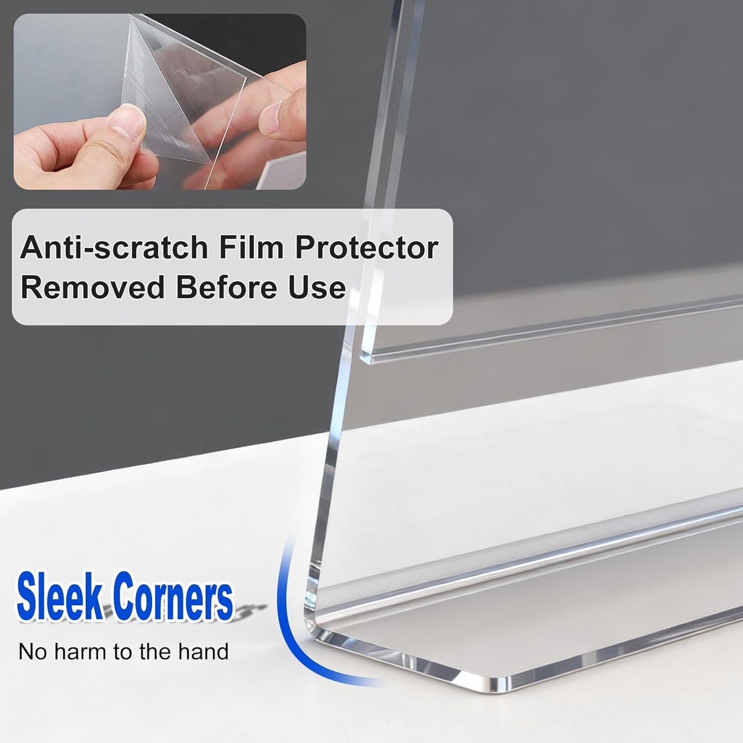 Horizontal Acrylic Sign Holder 5 x 7, L-Shape Clear Plastic Display Stand for Tabletop, Acrylic Stands for Flyers, Table Paper Holder, Vertical Sign Holder 5x7 for Restaurants, Office and School (Slant 6 Pack 7x5)