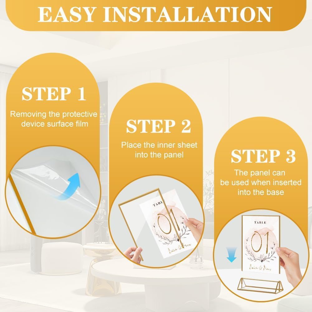 24 Pack Gold Acrylic Sign Holder, Picture Frames Wedding Double Sided Display Clear Sign Holders Stand Desktop Table Menu for Wedding Party Restaurant (4×6)