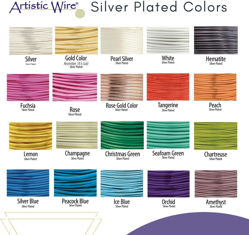 Artistic Wire, 28 Gauge Silver Plated Tarnish Resistant Colored Copper Craft Wire, Peacock Blue, 40 yd
