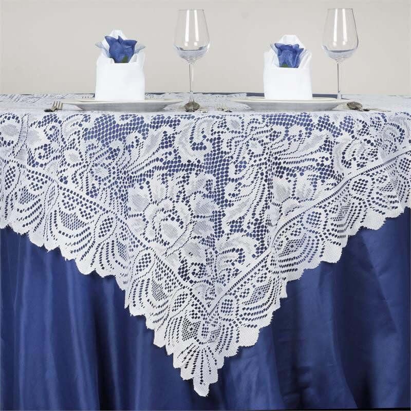 Efavormart 54" x 54" White Jolly Good Lace Table Overlay for Table Decoration