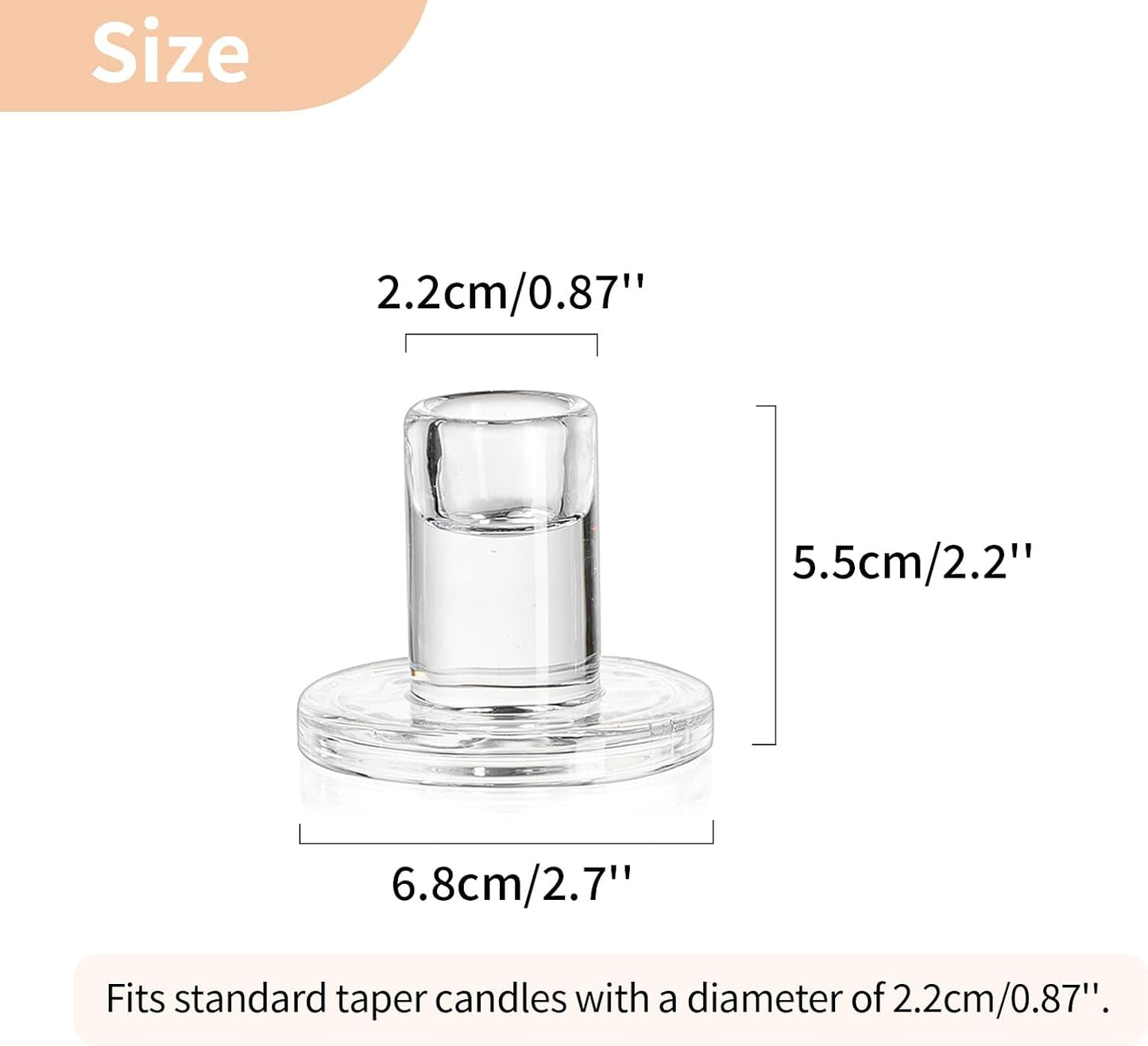 NUPTIO Glass Taper Candle Holders: Set of 2 Clear Small Candlestick Tapered Holder for Candles Sticks Modern Short Tapers Candleholders for Wedding Christmas Thanksgiving Party Table Decor