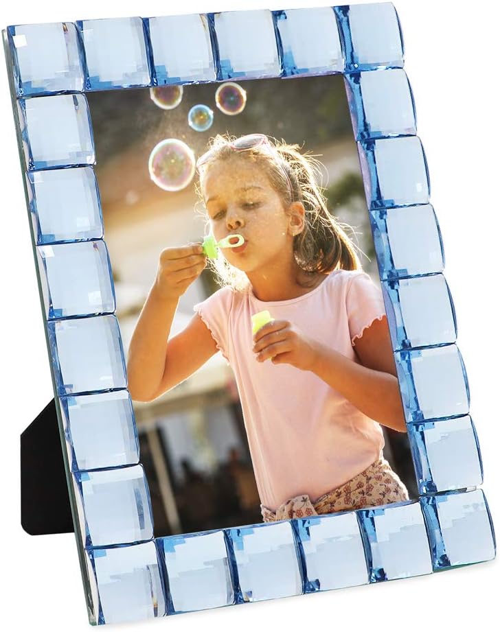 Isaac Jacobs Decorative Sparkling Light Blue Jewel Picture Frame, Photo Display & Home Décor (4x6, Light Blue)