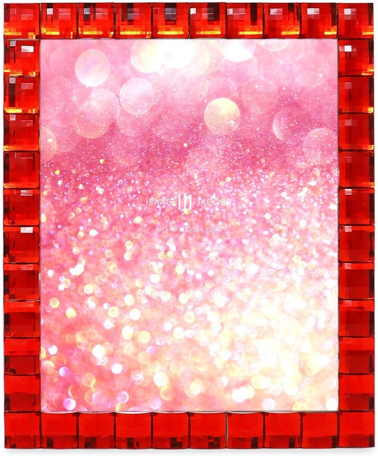 Isaac Jacobs Decorative Sparkling Red Jewel Picture Frame, Photo Display & Home Décor (8x10, Red)