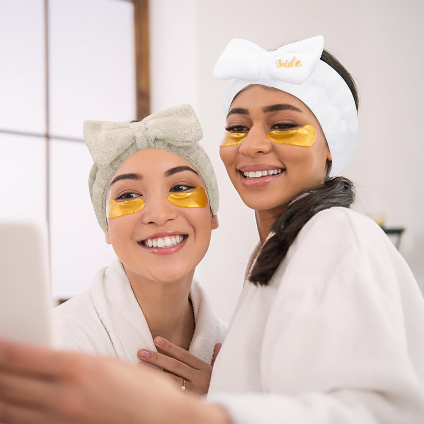 Semato Bachelorette Party Favor Set - Bride & Bridesmaid Spa Headbands (1 bride+ 7 Light coffee)