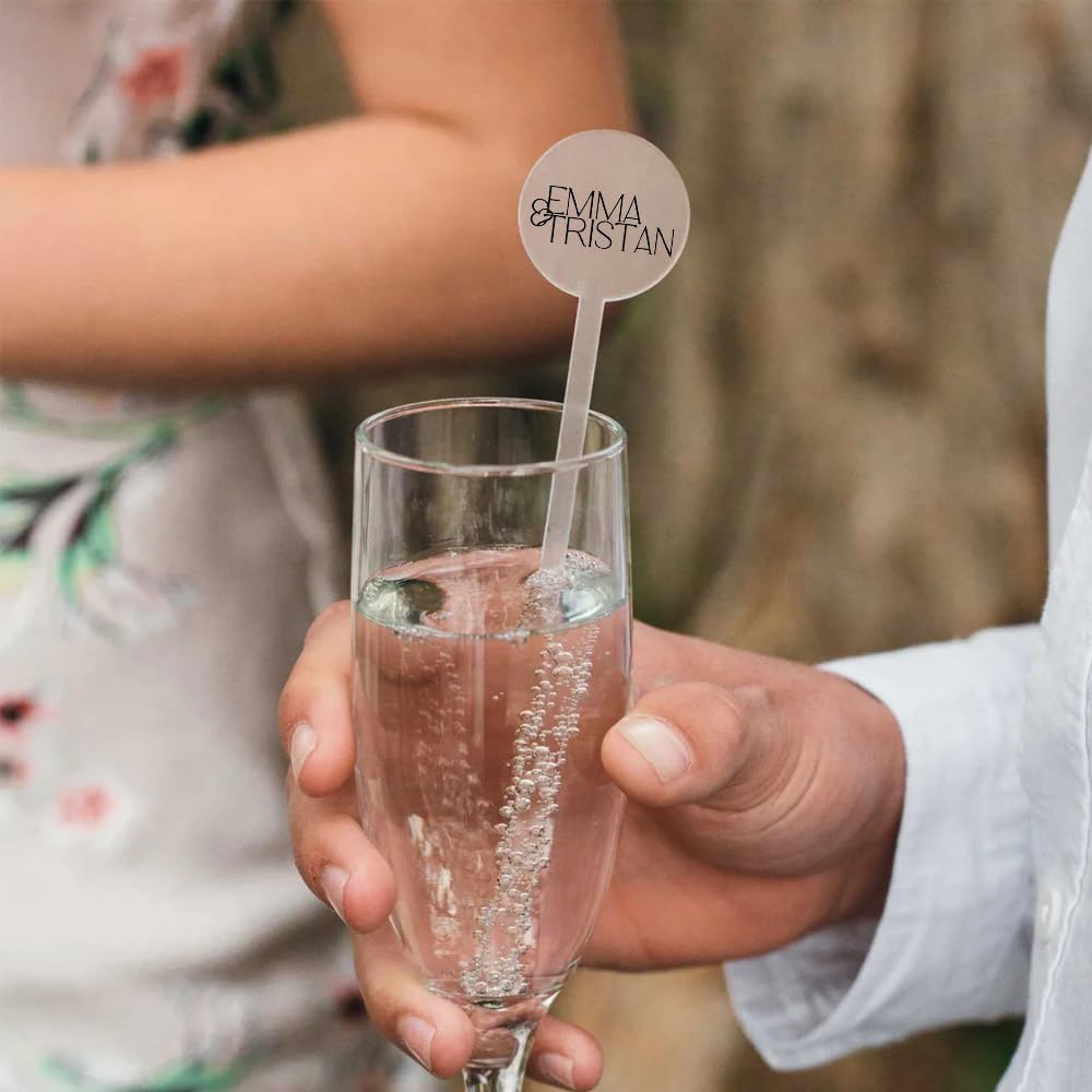 Personalized Wedding Drink Stirrers, Custom Anniversary Stir Swizzle Sticks, Cocktail Bar Last Name Wedding Decorations, Customized Cocktail Stirrers 3