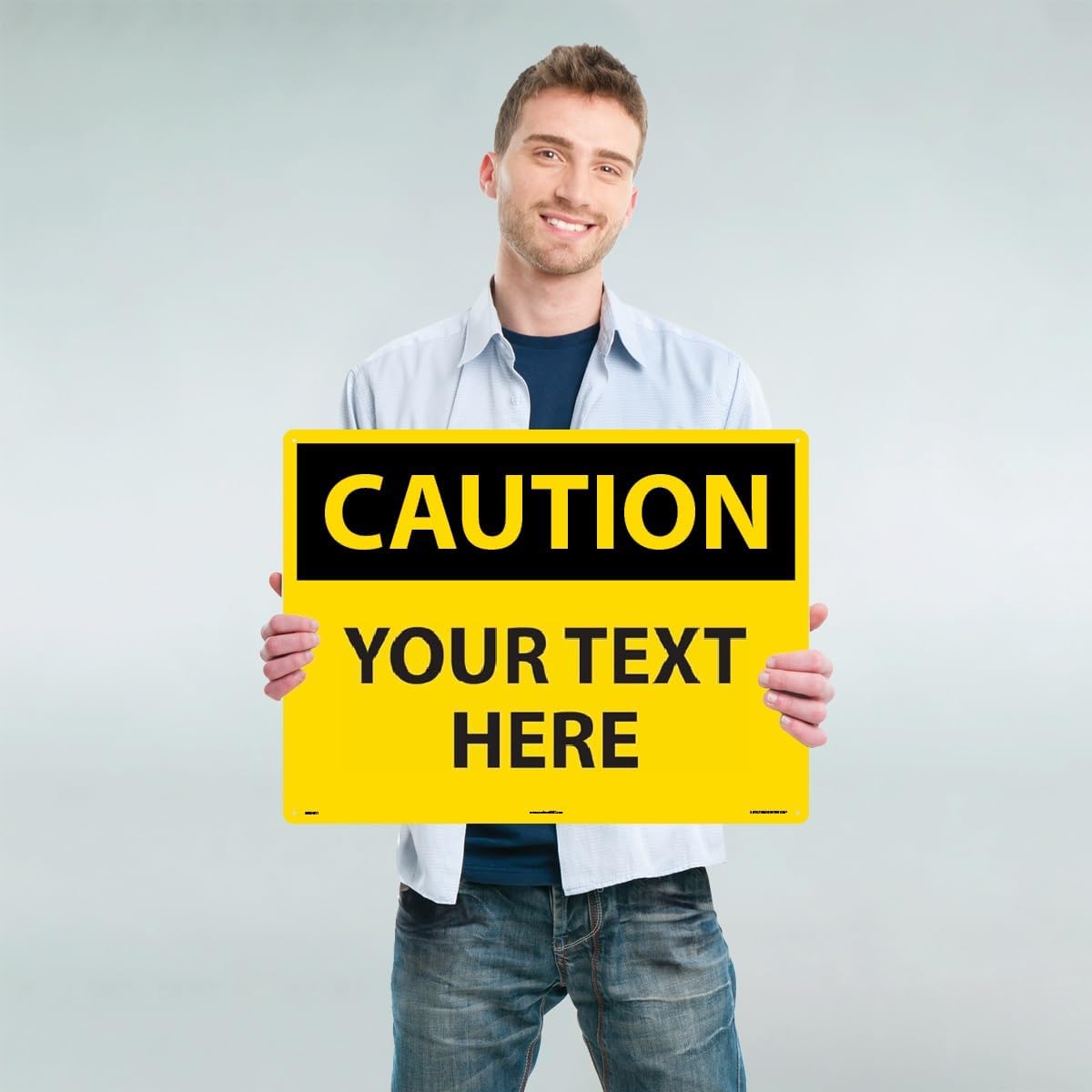 Custom OSHA Style Caution Sign 18" x 24" Plastic Sign, Customizable "Your Text Here", by AccuformNMC Made in USA