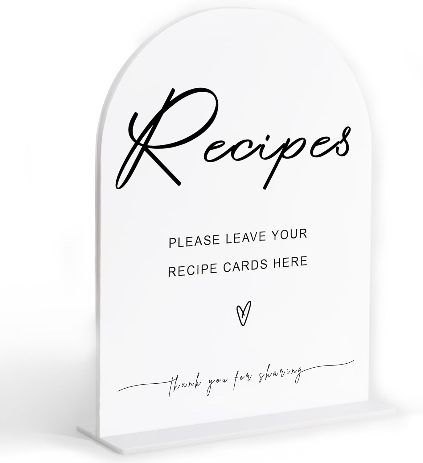 Leave Your Recipe Card Sign, White Arch Acrylic Wedding Sign, Recipe Cards for Bridal Shower, Bridal Shower Decor, Wedding Reception Decorations, Centerpiece Table Decorations Party for Bride-8