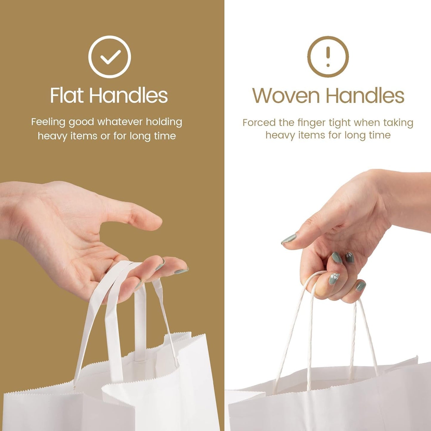 GSSUSA Paper Bags with Handles 10"X5"X13" Gift Bags Medium Size 200 Pack Kraft Paper Bag for Retail Grocery, Take Out Bag (White