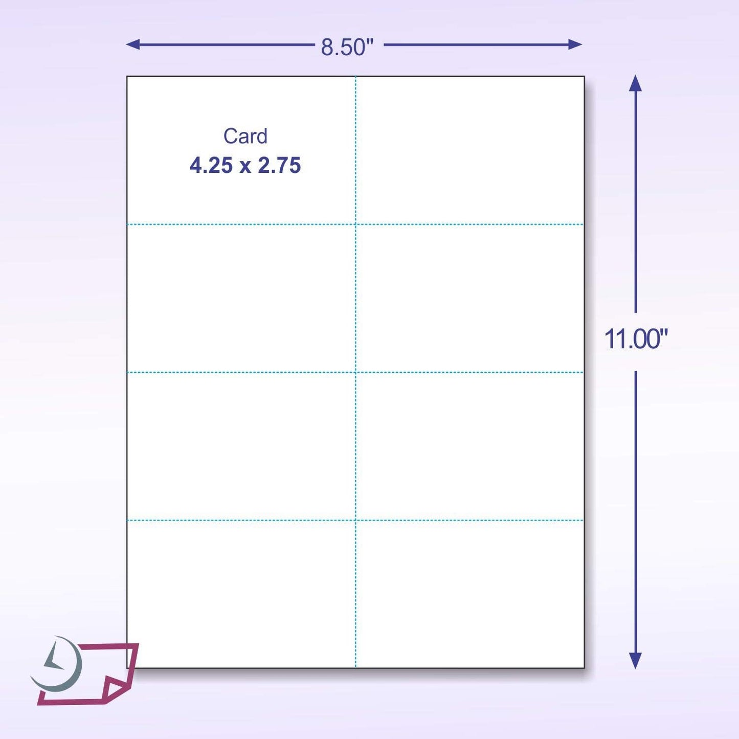 NextDayLabels - Blank Perforated Printable Cardstock, 8 Cards per Sheet, 100# tag - for laser and inkjet printer, 4-1/4" x 2-3/4" Each Card - 800 Cards - Made in the USA