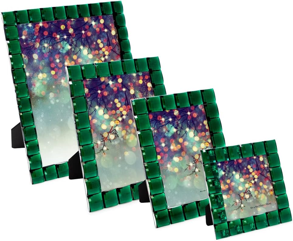 Isaac Jacobs Decorative Sparkling Jewel Picture Frame, Photo Display & Home Décor (8x10, Emerald Green)