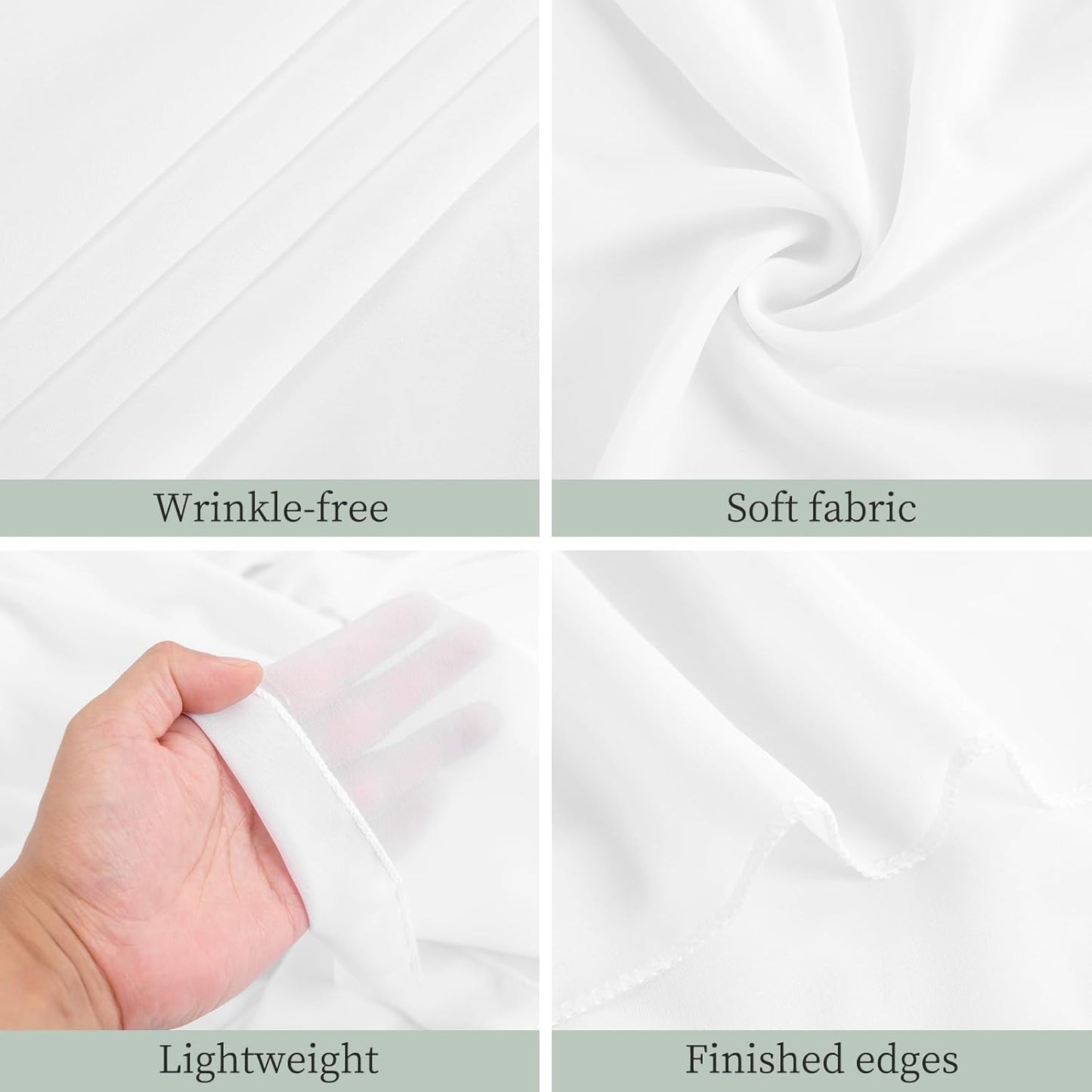 4 Panels White Wedding Ceiling Drapes 5ftx40ft Ceiling Drapes Chiffon Fabric Arch Draping Sheer Curtains Soft Drapery Draping Wedding Ceiling Decorations for Party Ceremony Stage Swag