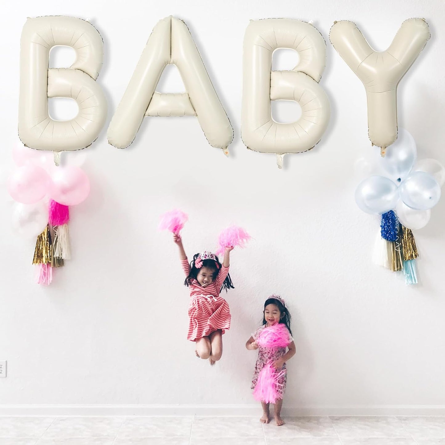 Cream Name Balloon Letters, Large Mylar Helium Alphabet D Custom Balloon Letter Beige Decor, 40 Inch Inflatable Sand White Letter D Foil Customize Balloons for Girls Birthday Party Decoration Supplies