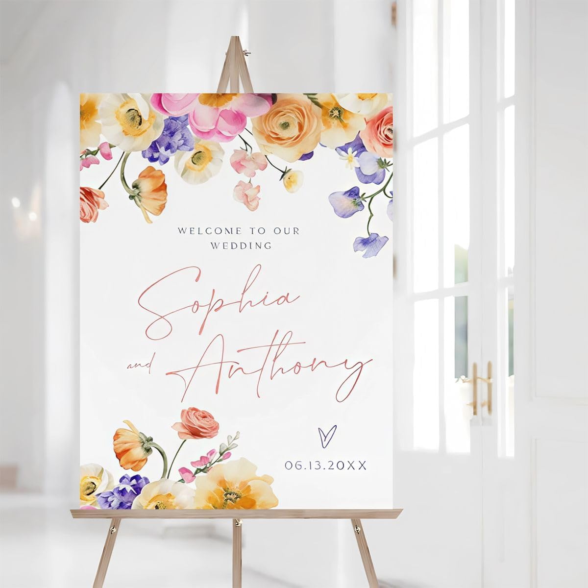 Floral Wedding Welcome Sign, Wildflower To Our Wedding Sign