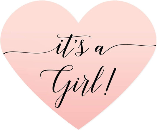 Andaz Press Blush Pink Rose Elegant Party Baby Shower Collection, Heart Label Stickers, It's a Girl!, 30-Pack, Favors Decor Envelope Seals