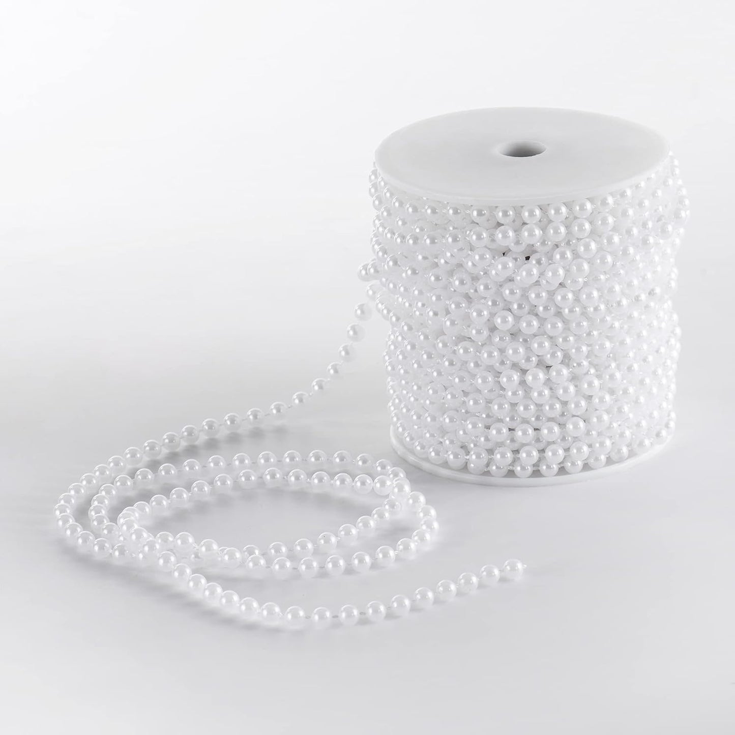 XINHUIDALSQ Craft String of Pearls 6 MM Faux Pearl Beaded, 66 Feet White Garland Bead String for Christmas Tree Decoration, Wedding Party Decoration (White, 6mm/20M)