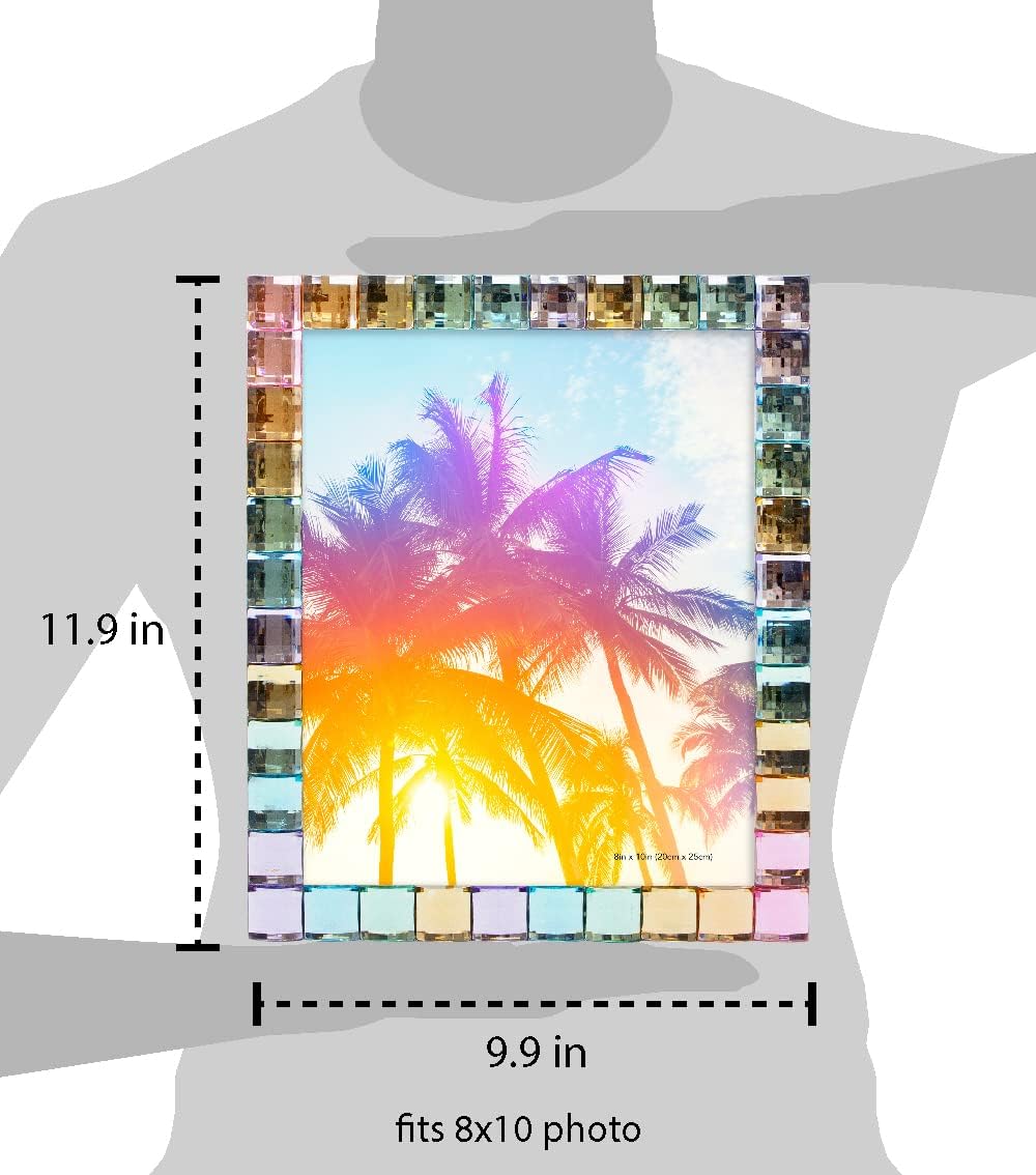 Isaac Jacobs Decorative Sparkling Jewel Picture Frame, Photo Display & Home Décor (8x10, Rainbow)