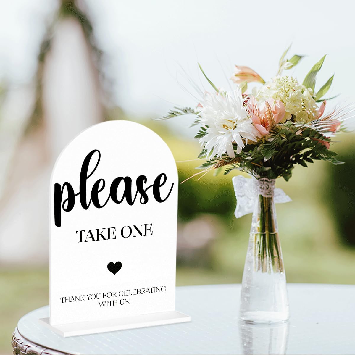 Please Take One Sign, Wedding Engagement Bridal Shower Baby Shower Decor for Reception Reception, Weddings White Acrylic Sign