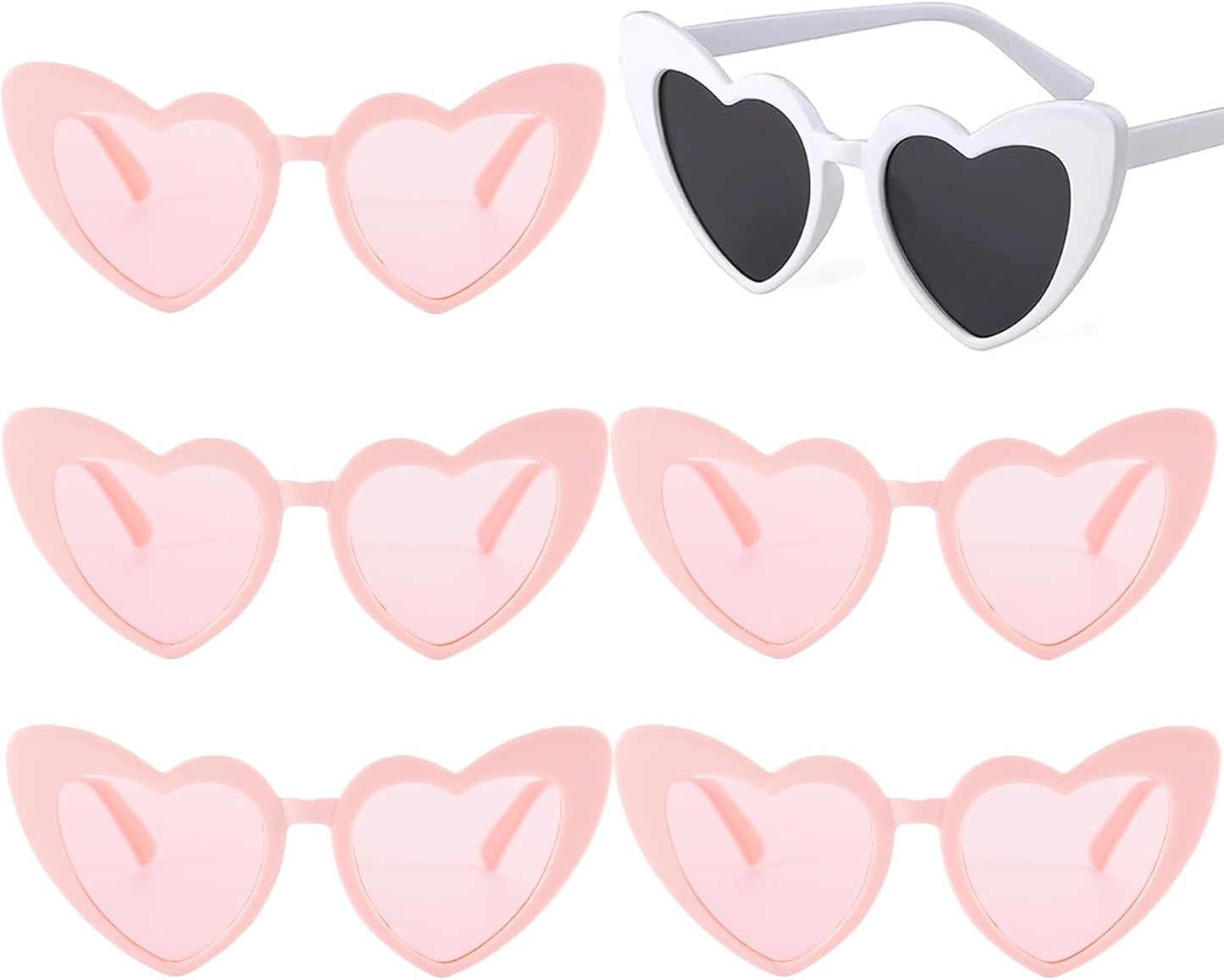 Bachelorette Party Favor Sunglasses 6 Pack,Retro Cat Eye Heart Sunglasses for Women,Bridesmaid Proposal Gifts