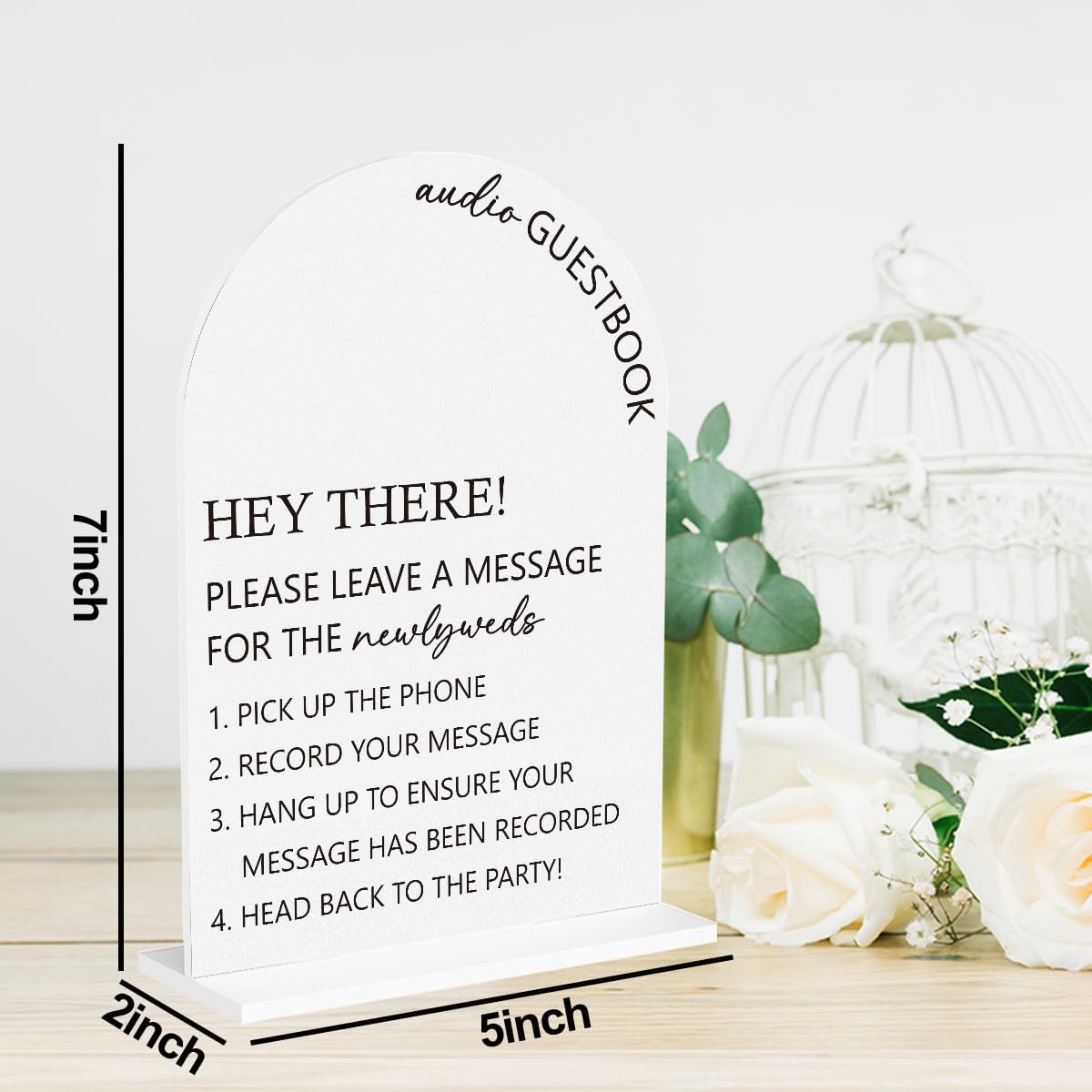 2Pcs Audio Guest Book Sign Cards and Gifts Sign for Wedding Engagement Party Bridal Shower Baby Shower Table Desk Acrylic Decor