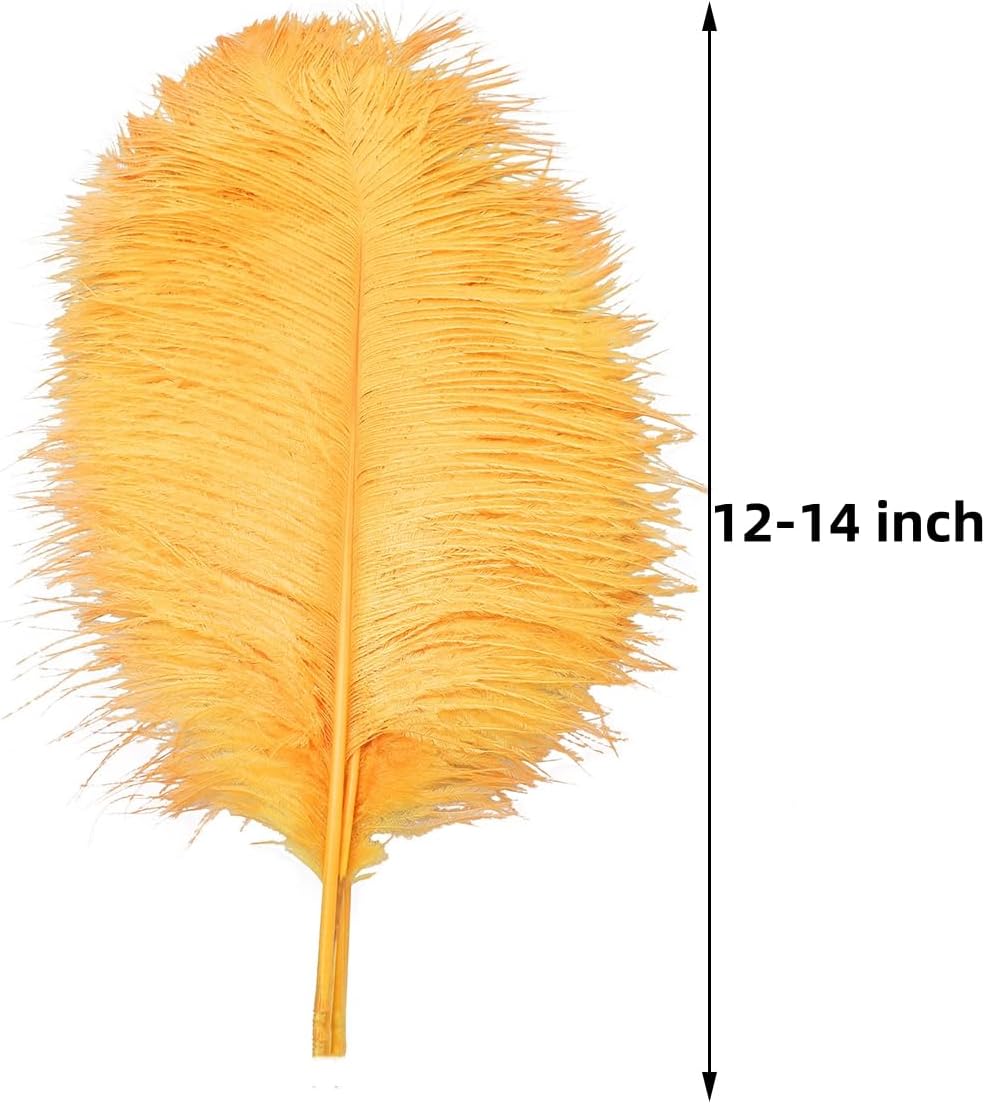 Ballinger Big Gold Ostrich Feathers - 24Pcs 12-14inch Large Feathers for Vase,Gatsby Party Centerpieces Mardi Gras and Home Decor