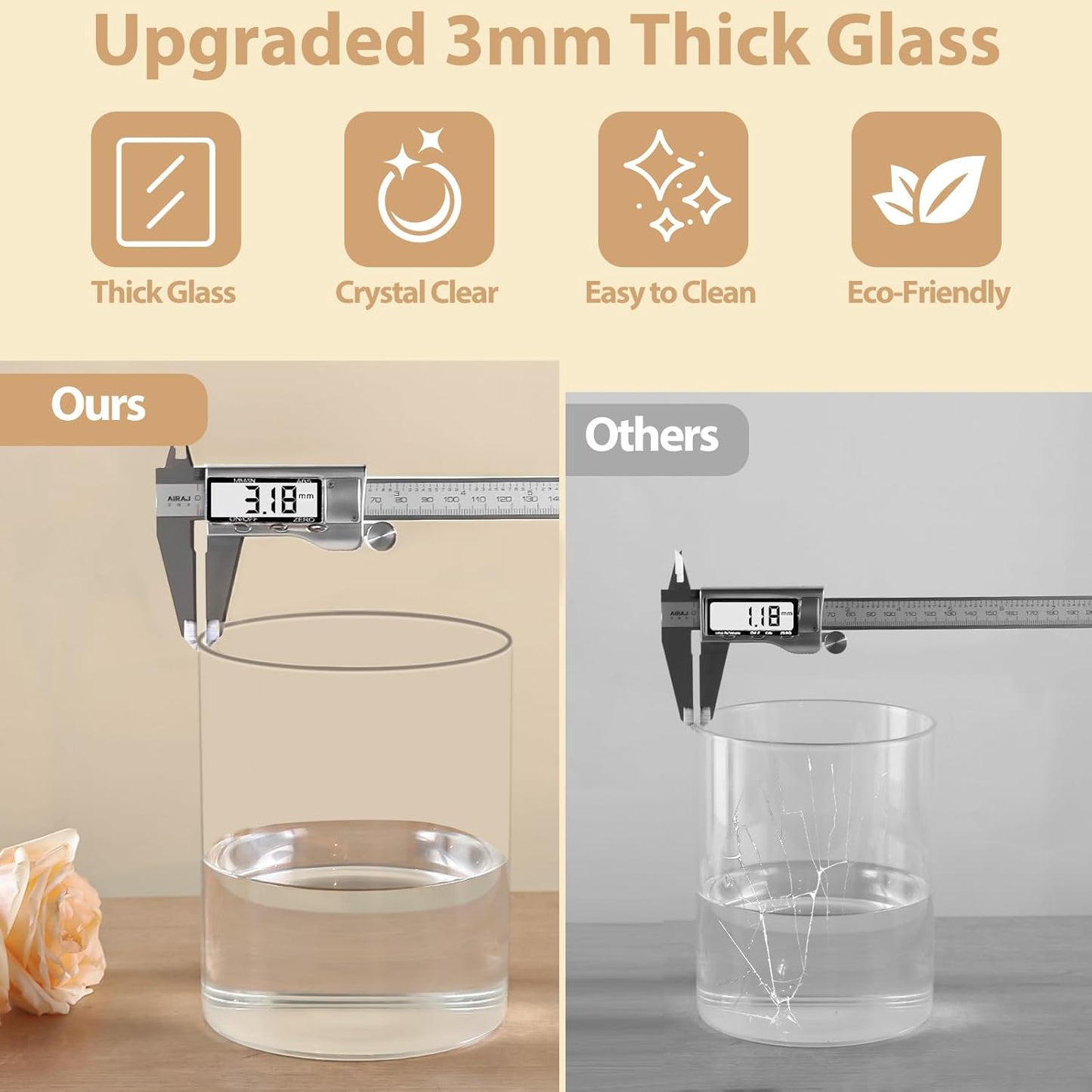 2Pcs Glass Cylinder Vases for Centerpieces, 6" x 4.7" Wide Mouth Flower Vase Hurricane Glass Candle Holders, Clear Vases Bulk with 2 Floral Tapes for Floating Candles Wedding Party Home Decor