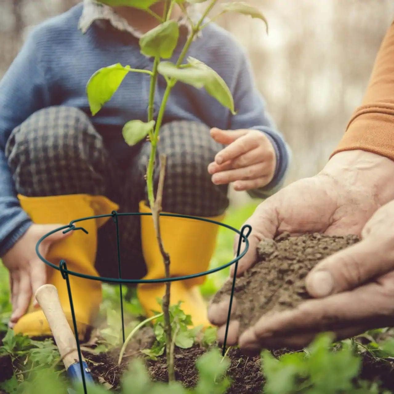 10" Wide x 16" High Peony Cage Rings Garden Plant Support Brace, Pack of 10 Round Metal Plant Stakes Rings, Strong Large Garden Supports for Flowers, Peonies, Rose, Lily